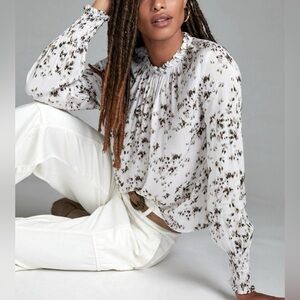 Cloth & Stone Floral Blouse in Cream and Black